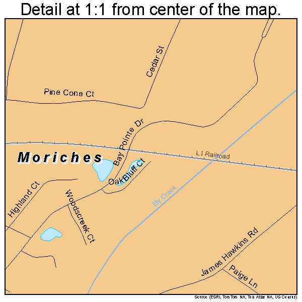 Moriches, New York road map detail
