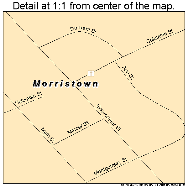 Morristown, New York road map detail