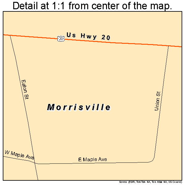 Morrisville, New York road map detail