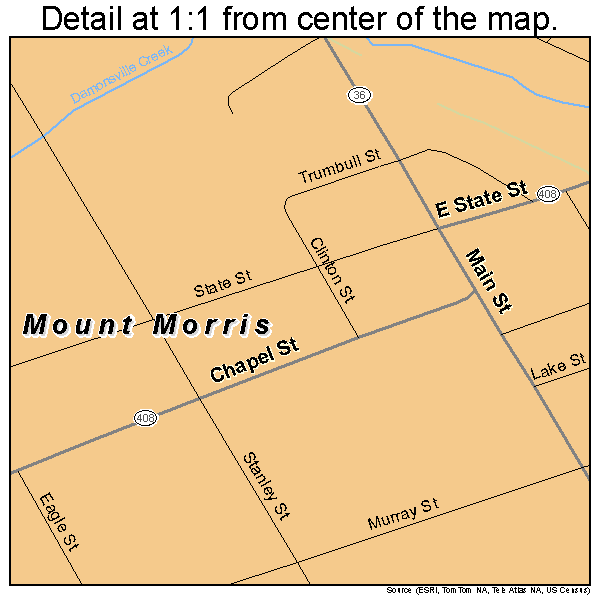 Mount Morris, New York road map detail
