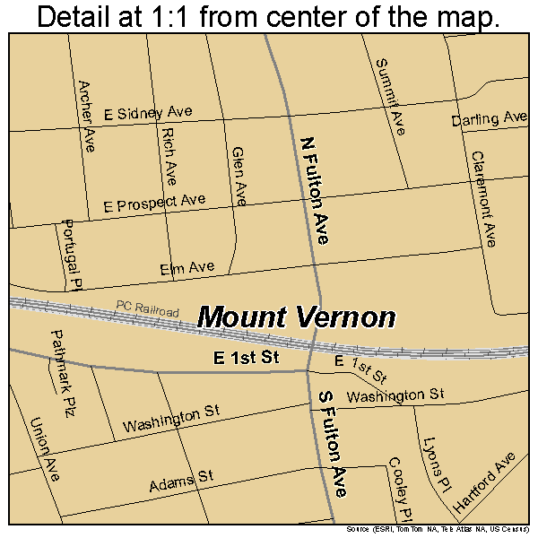 Mount Vernon, New York road map detail
