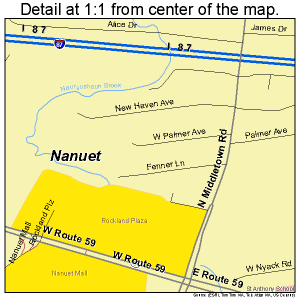 Nanuet, New York road map detail