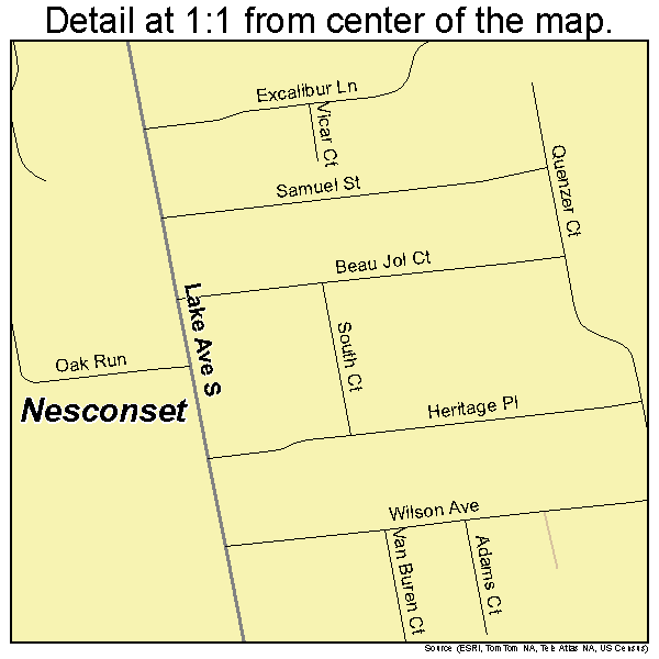 Nesconset, New York road map detail