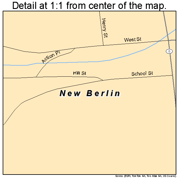 New Berlin, New York road map detail