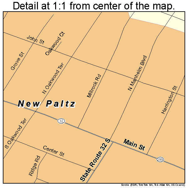 New Paltz, New York road map detail