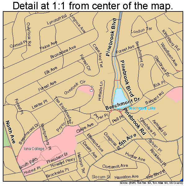 New Rochelle, New York road map detail