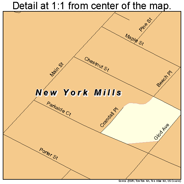 New York Mills, New York road map detail