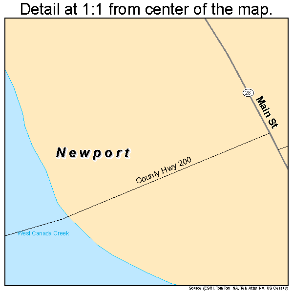 Newport, New York road map detail
