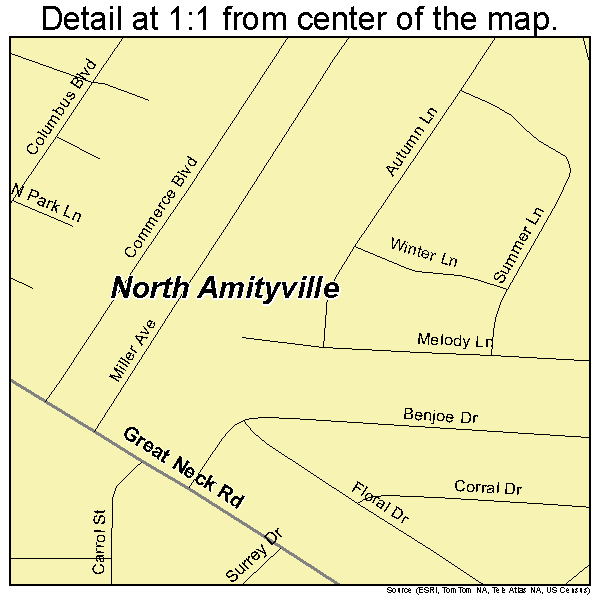 North Amityville, New York road map detail