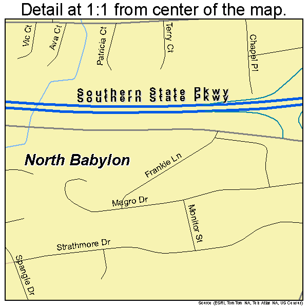 North Babylon, New York road map detail