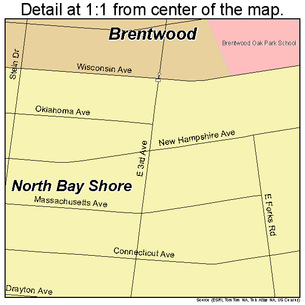 North Bay Shore, New York road map detail
