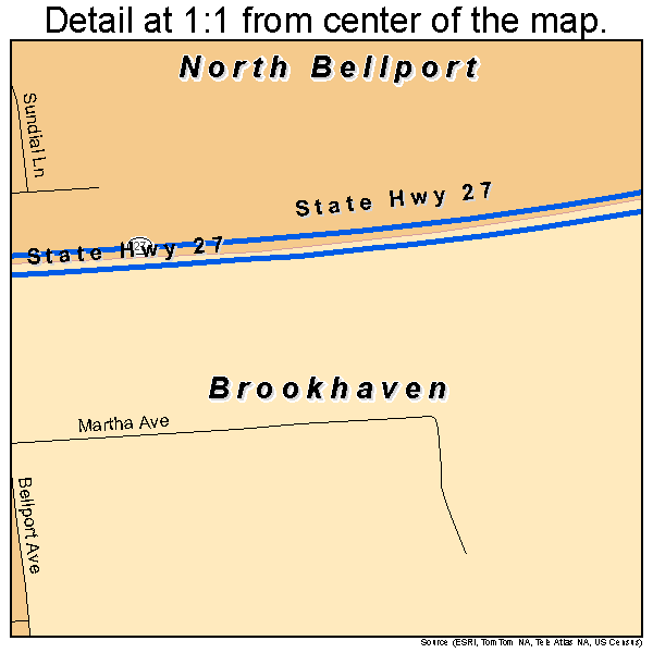 North Bellport, New York road map detail