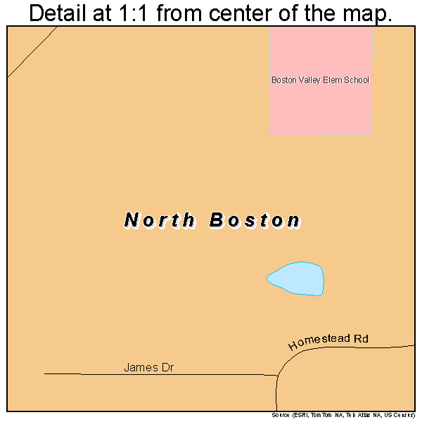 North Boston, New York road map detail