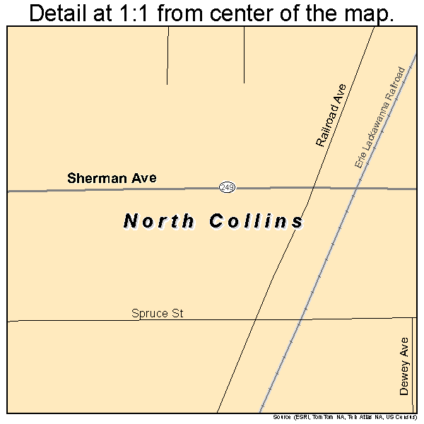 North Collins, New York road map detail