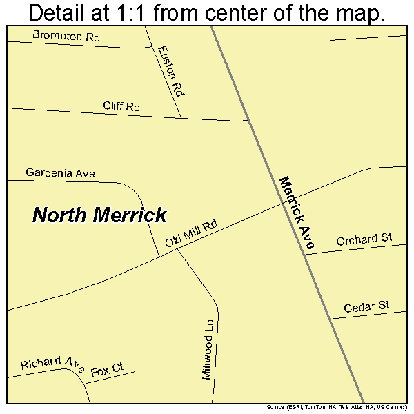 North Merrick, New York road map detail