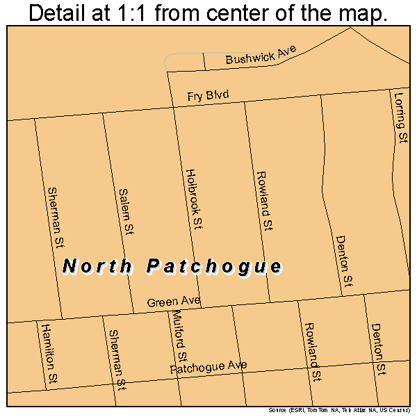 North Patchogue, New York road map detail