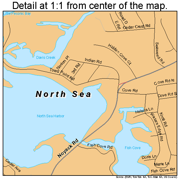 North Sea, New York road map detail