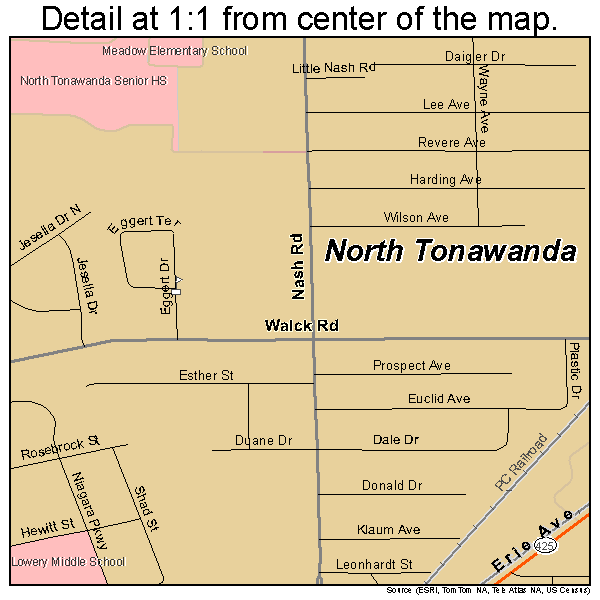 North Tonawanda, New York road map detail