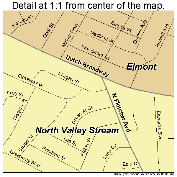 North Valley Stream, New York road map detail