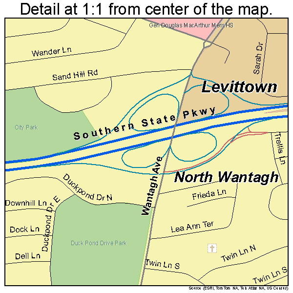 North Wantagh, New York road map detail