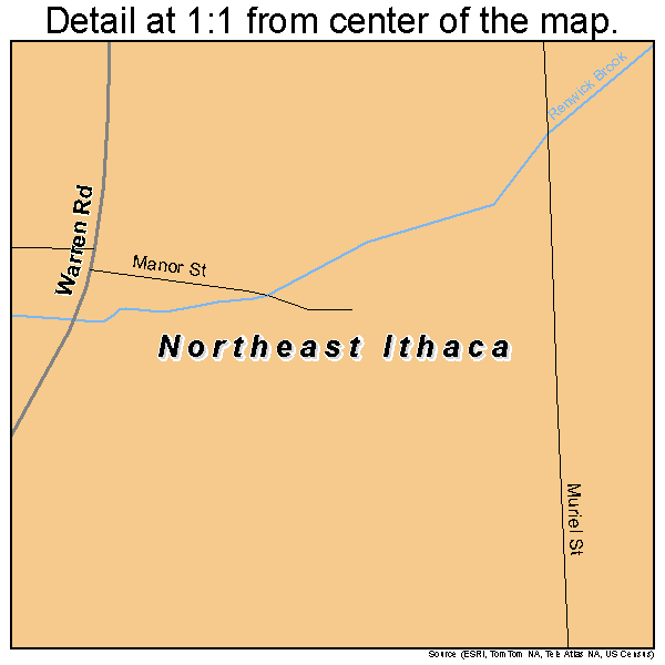 Northeast Ithaca, New York road map detail