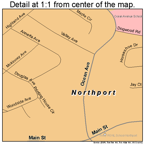 Northport, New York road map detail
