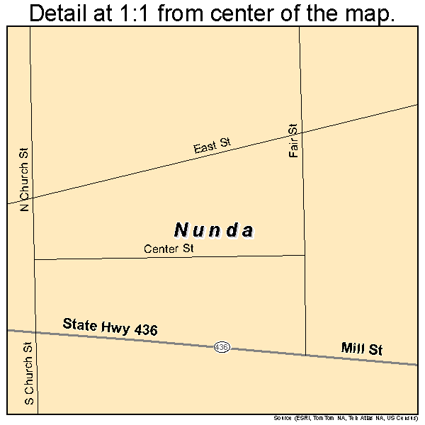 Nunda, New York road map detail
