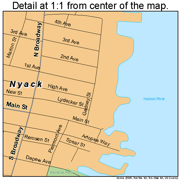 Nyack, New York road map detail