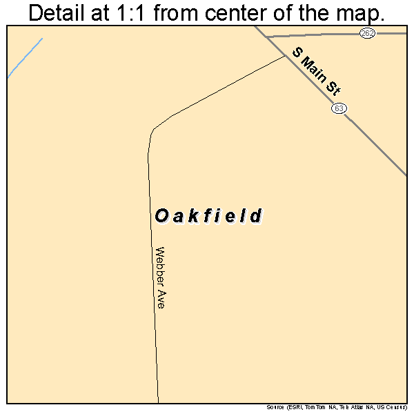 Oakfield, New York road map detail