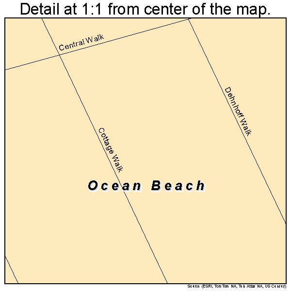 Ocean Beach, New York road map detail