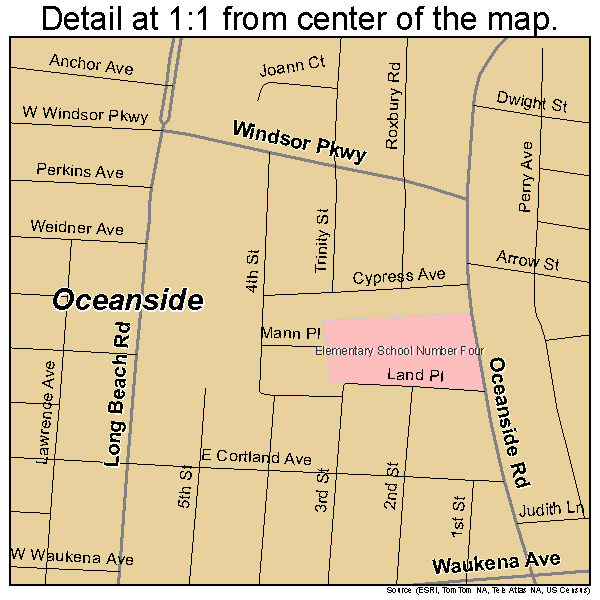 Oceanside, New York road map detail