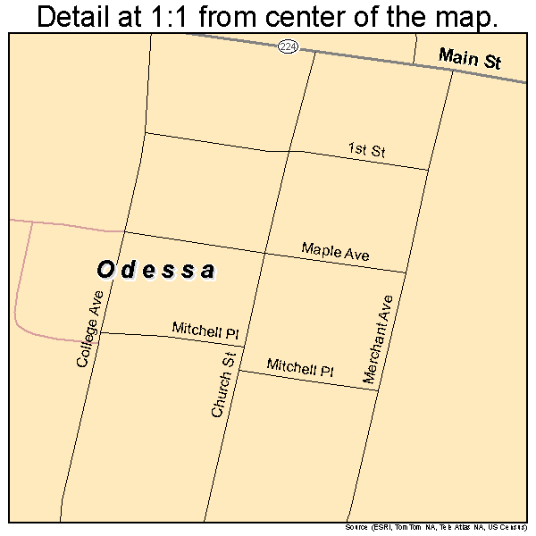 Odessa, New York road map detail