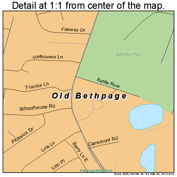 Old Bethpage, New York road map detail