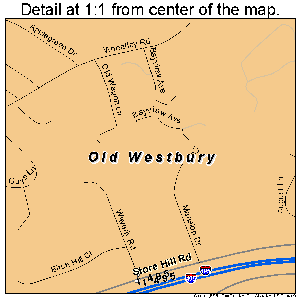 Old Westbury, New York road map detail