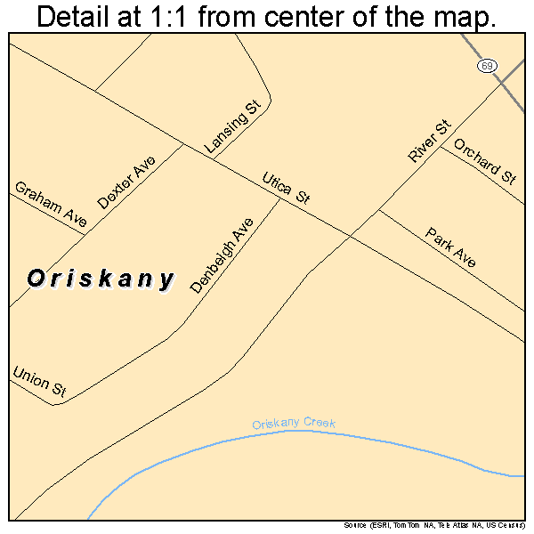 Oriskany, New York road map detail