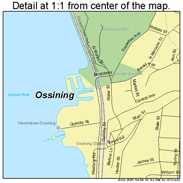 Ossining, New York road map detail