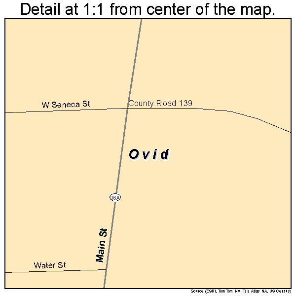 Ovid, New York road map detail