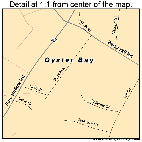 Oyster Bay, New York road map detail
