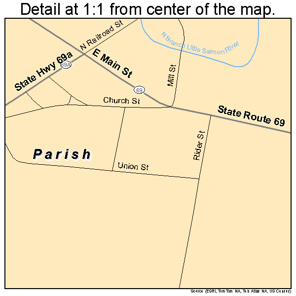 Parish, New York road map detail
