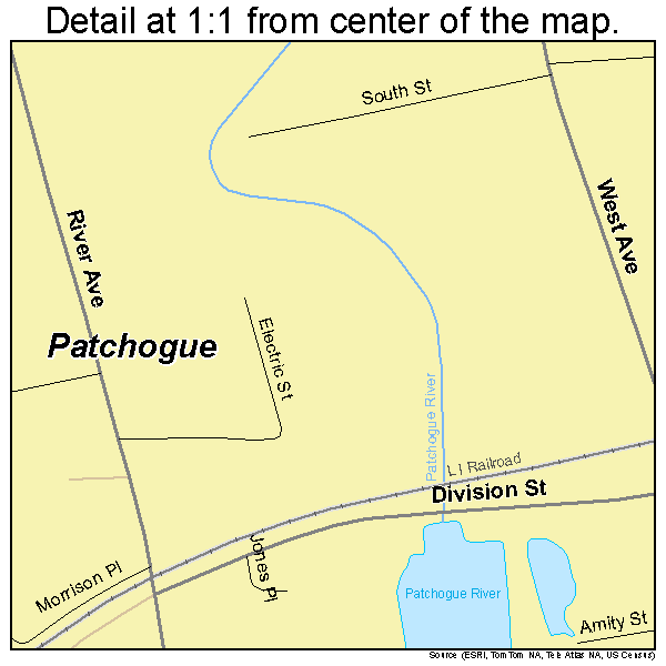 Patchogue, New York road map detail