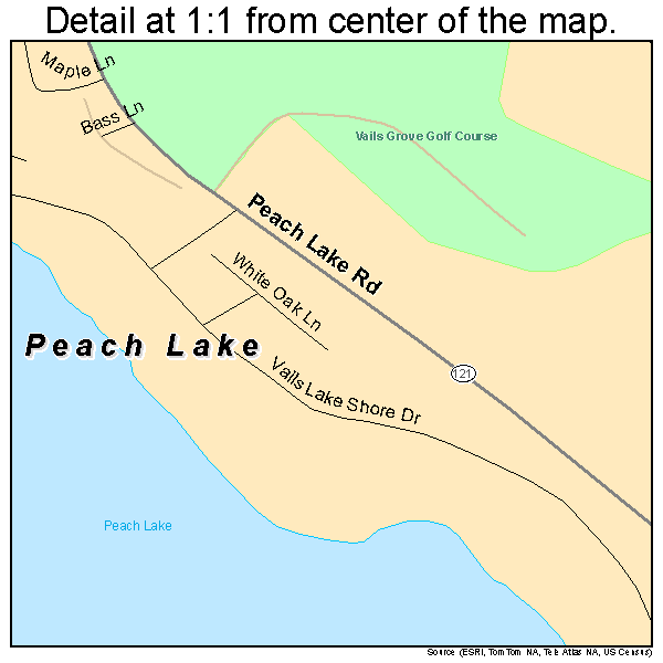 Peach Lake, New York road map detail