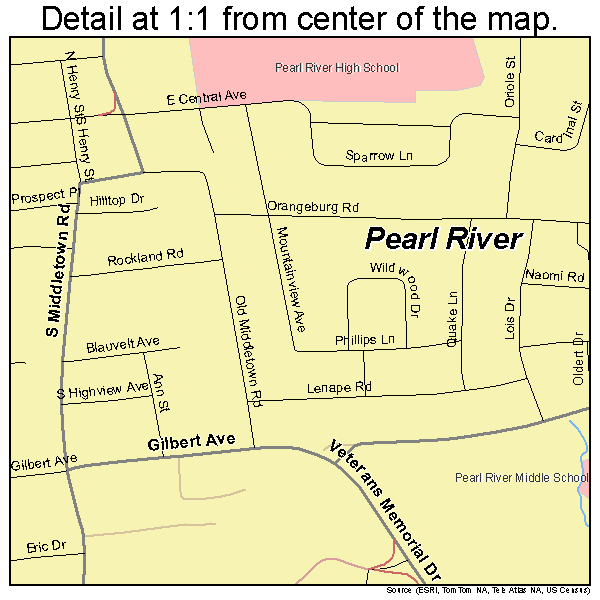 Pearl River, New York road map detail