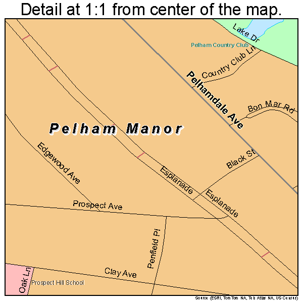 Pelham Manor, New York road map detail