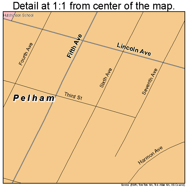Pelham, New York road map detail