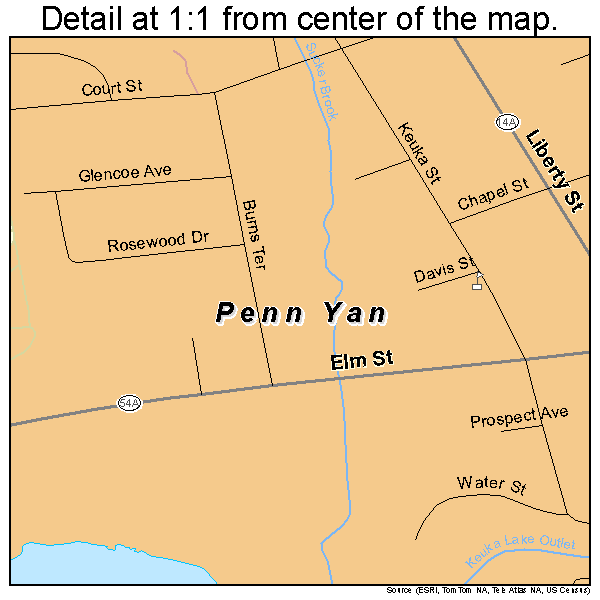 Penn Yan, New York road map detail