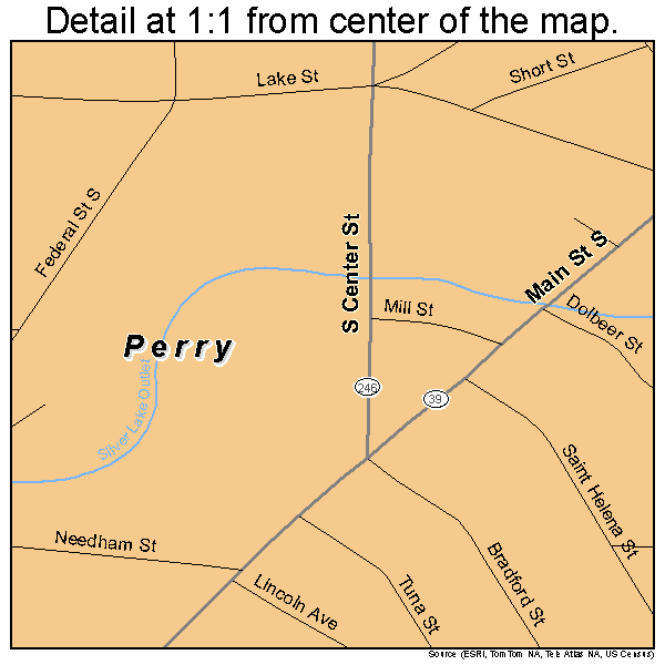 Perry, New York road map detail
