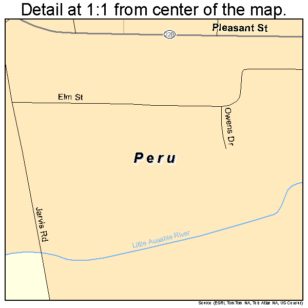 Peru, New York road map detail
