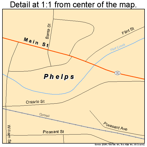Phelps, New York road map detail