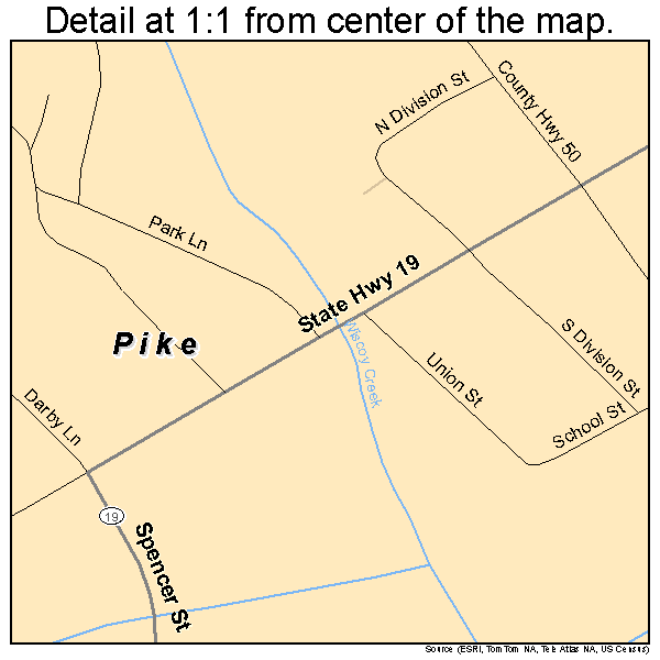 Pike, New York road map detail