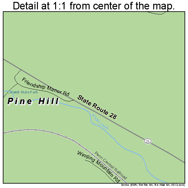 Pine Hill, New York road map detail